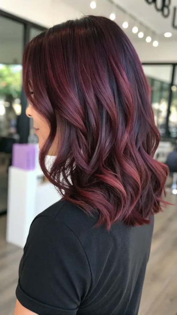 Cherry chocolate hair with highlights (1)
