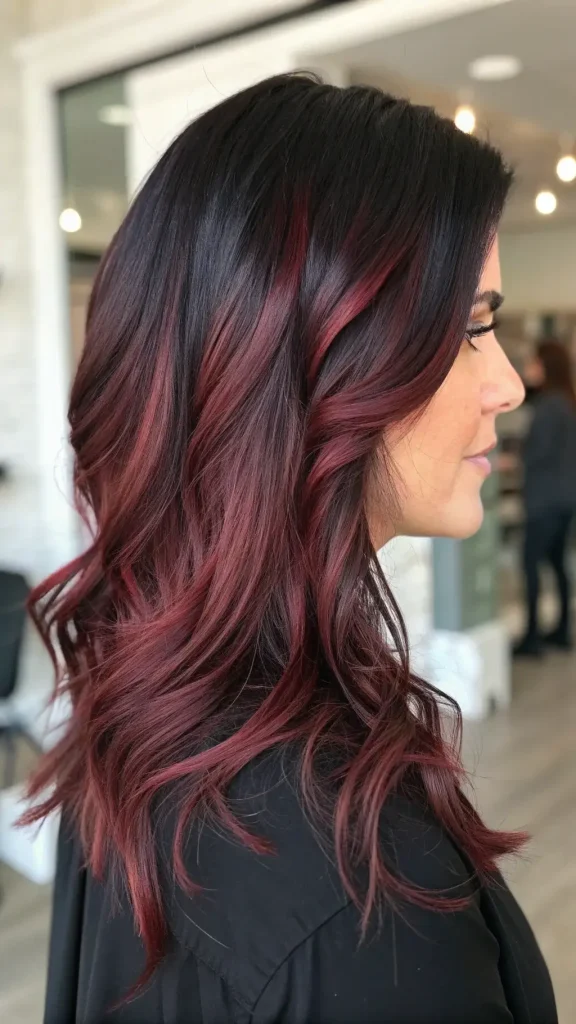 Cherry chocolate hair with highlights (4)