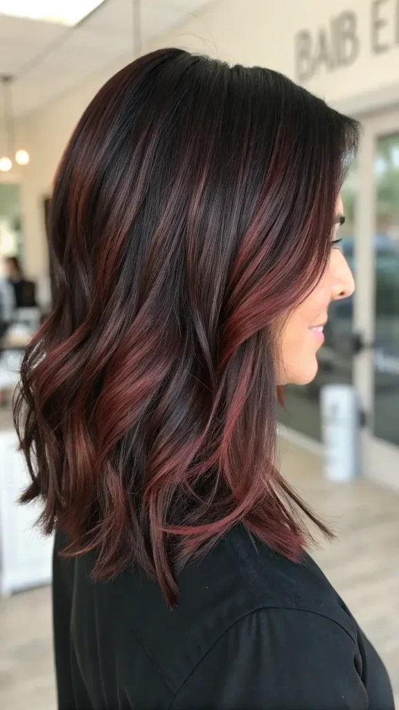 Cherry chocolate hair with highlights (8)
