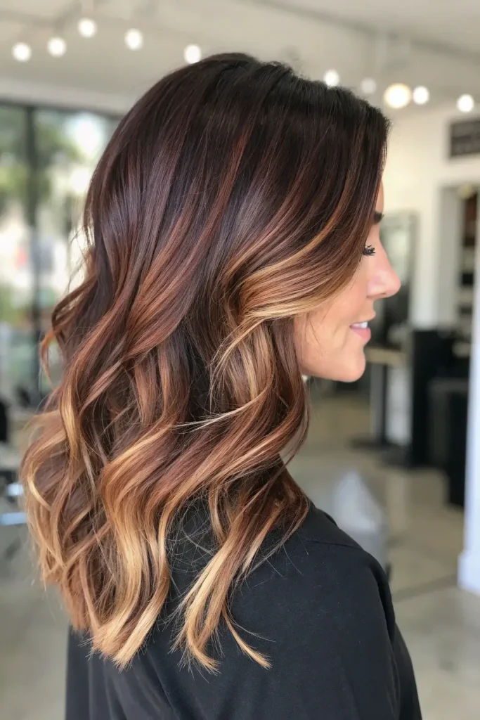 Cherry chocolate hair with highlights (9)