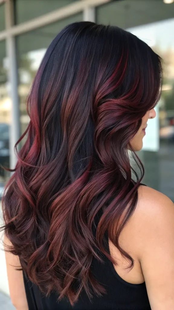 Chocolate Cherry Hair Color Balayage Idea (1)