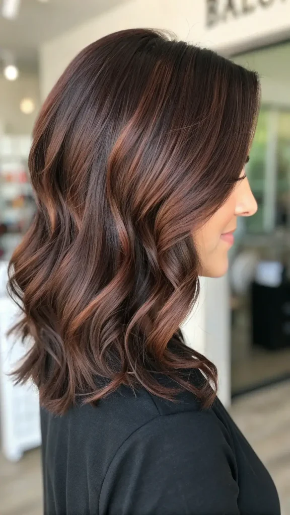 Chocolate Cherry Hair Color Balayage Idea (10)