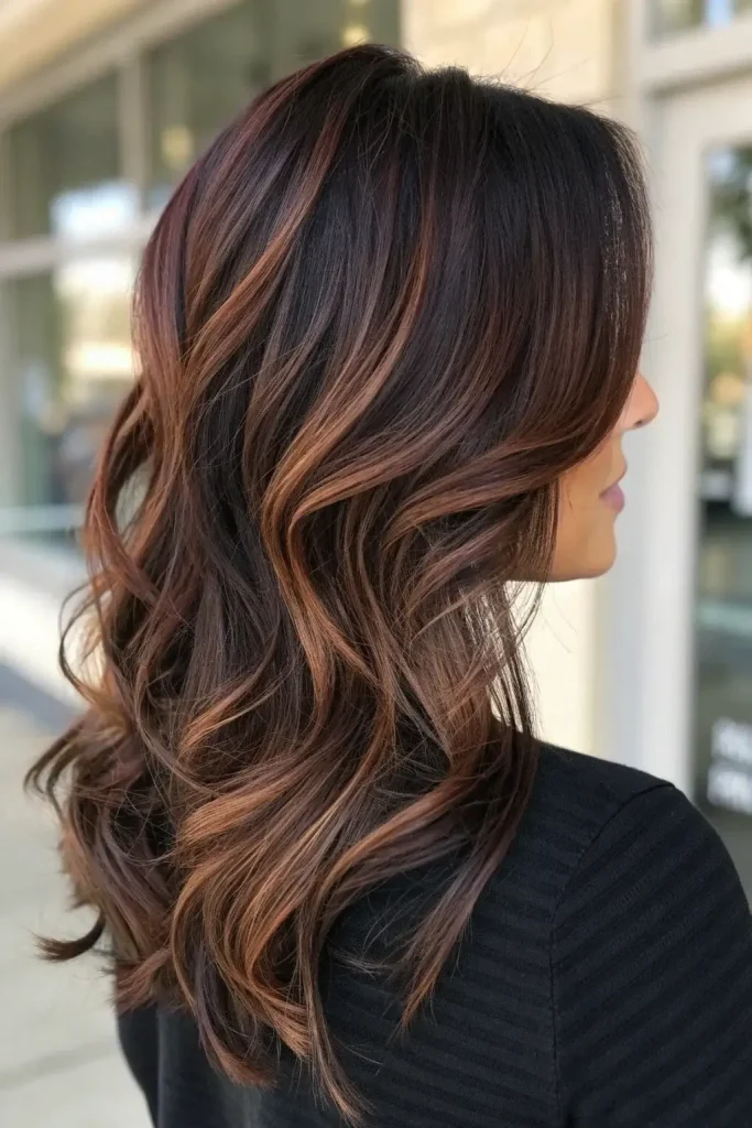 Chocolate Cherry Hair Color Balayage Idea (2)