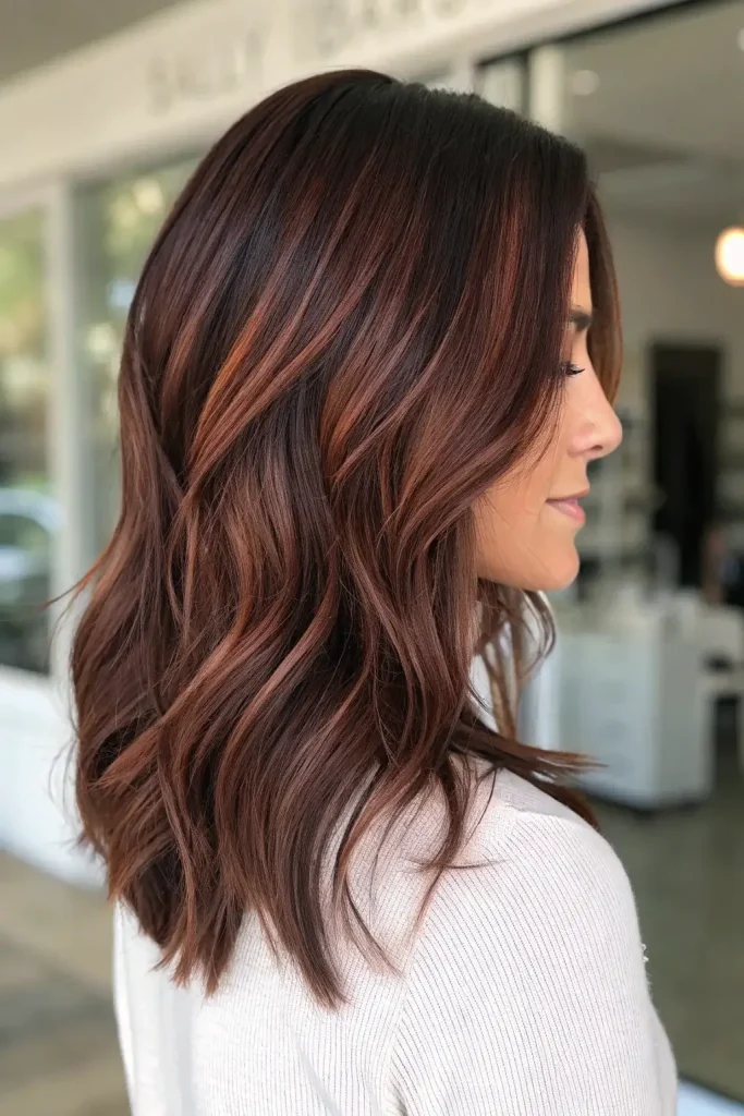 Chocolate Cherry Hair Color Balayage Idea (5)