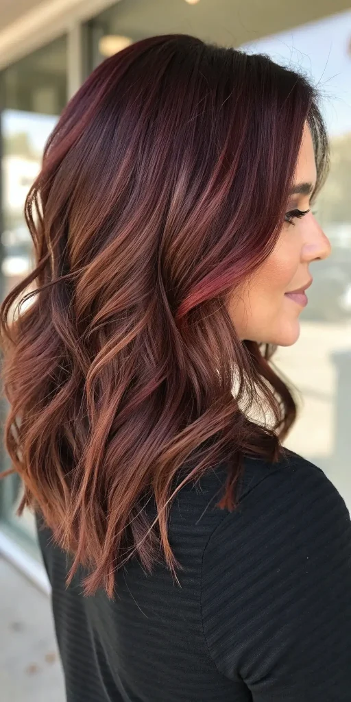 Chocolate Cherry Hair Color Balayage Idea (6)