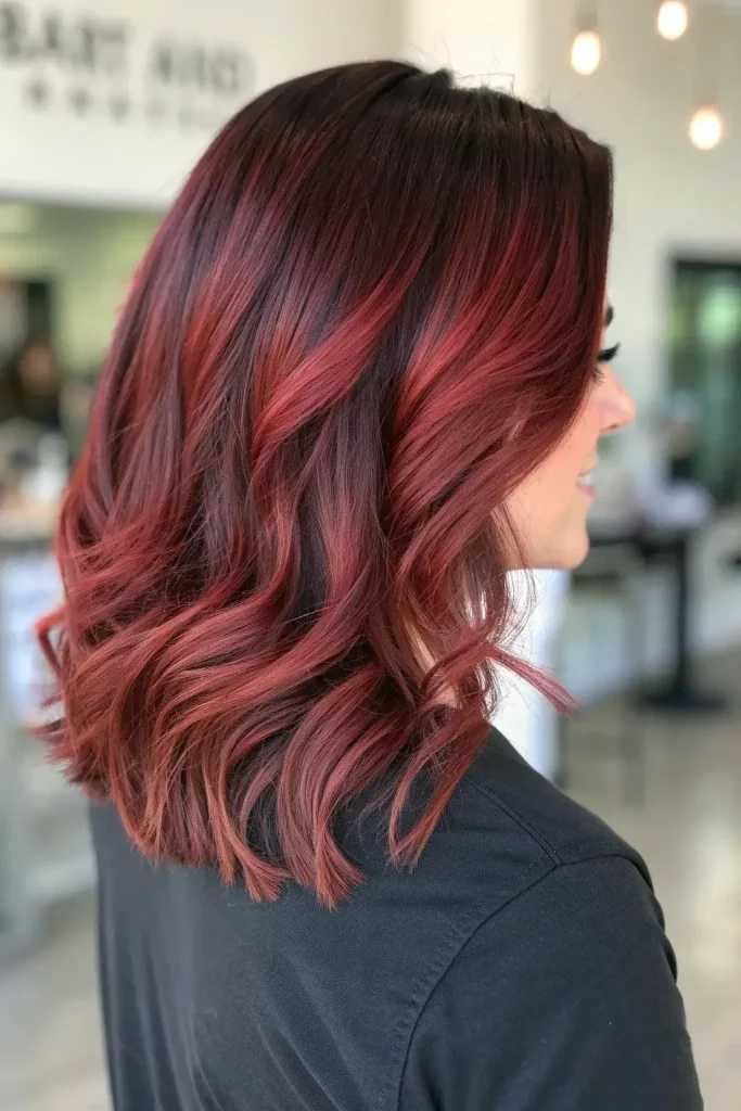 Chocolate Cherry Hair Color Balayage Idea (8)