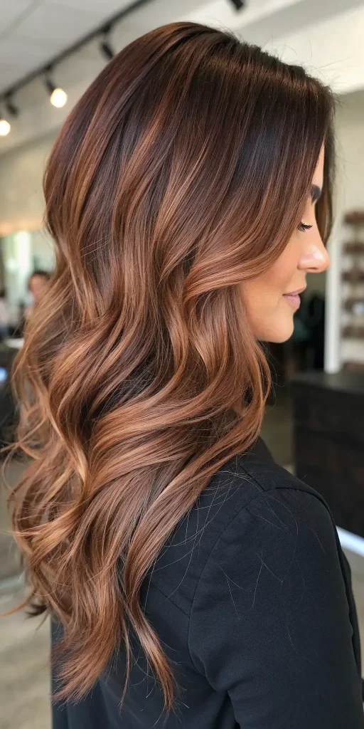 Chocolate Cherry Hair Color Balayage Idea (9)