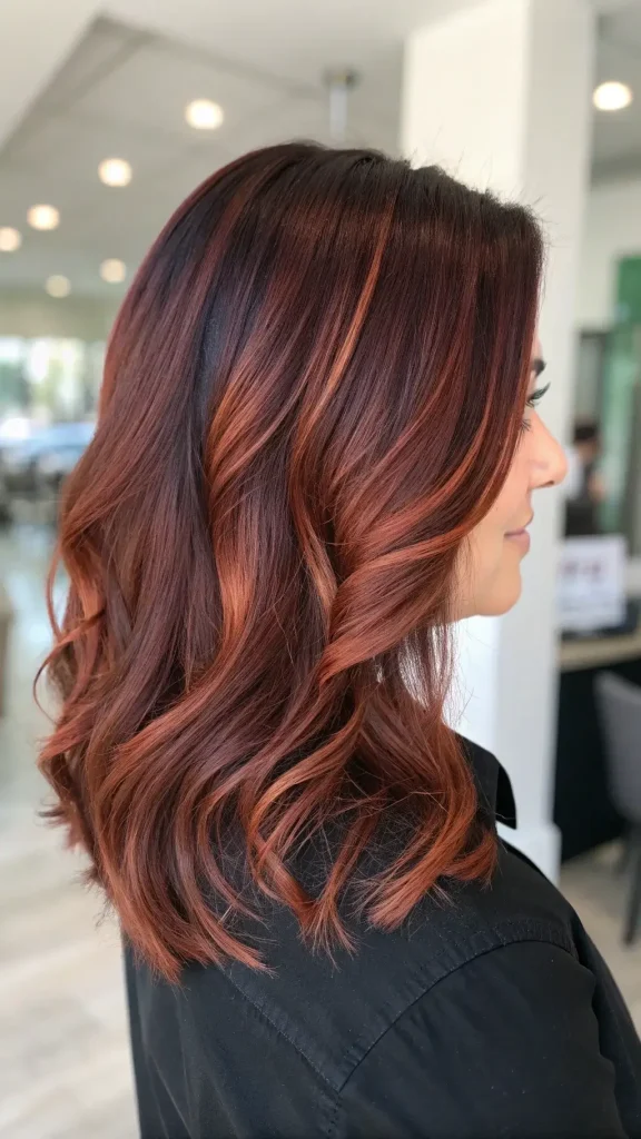 Dark Auburn Red Hair Color with Highlights (1)