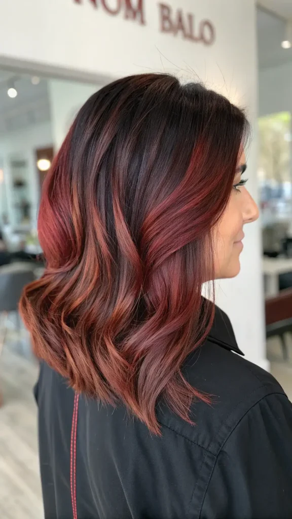 Dark Auburn Red Hair Color with Highlights (10)