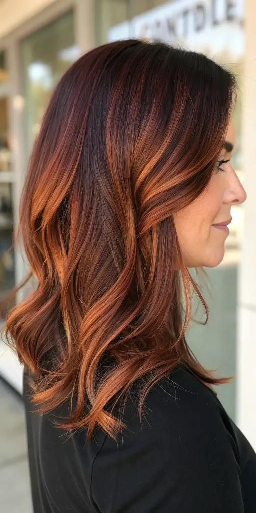 Dark Auburn Red Hair Color with Highlights (3)