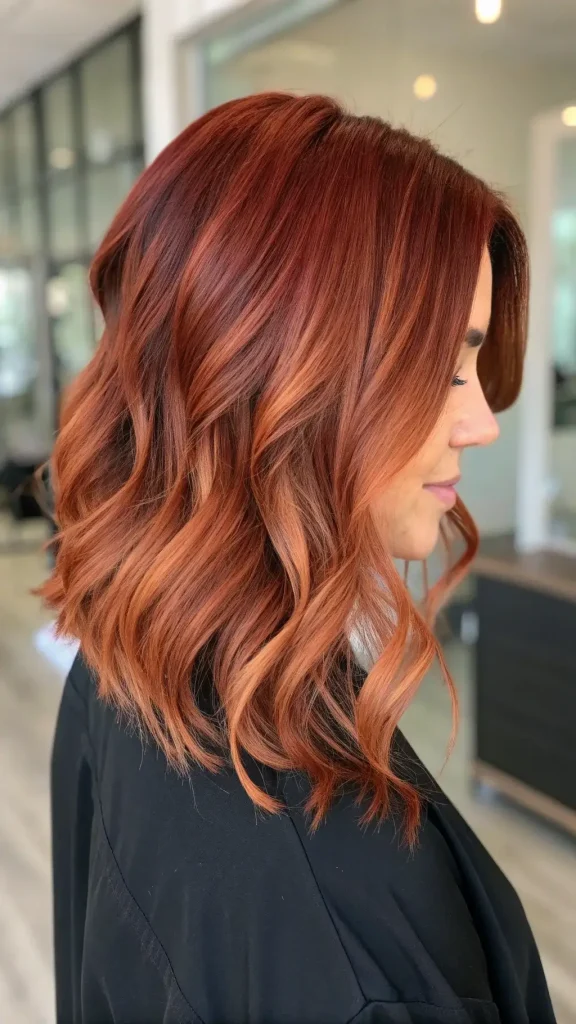 Dark Auburn Red Hair Color with Highlights (4)
