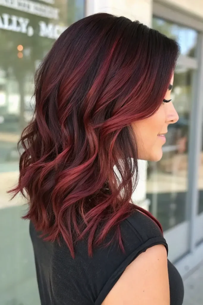Dark Auburn Red Hair Color with Highlights (5)