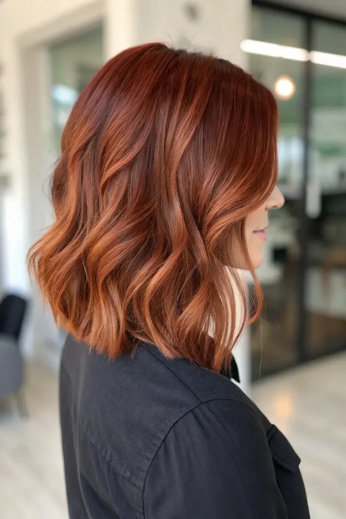 Dark Auburn Red Hair Color with Highlights (8)