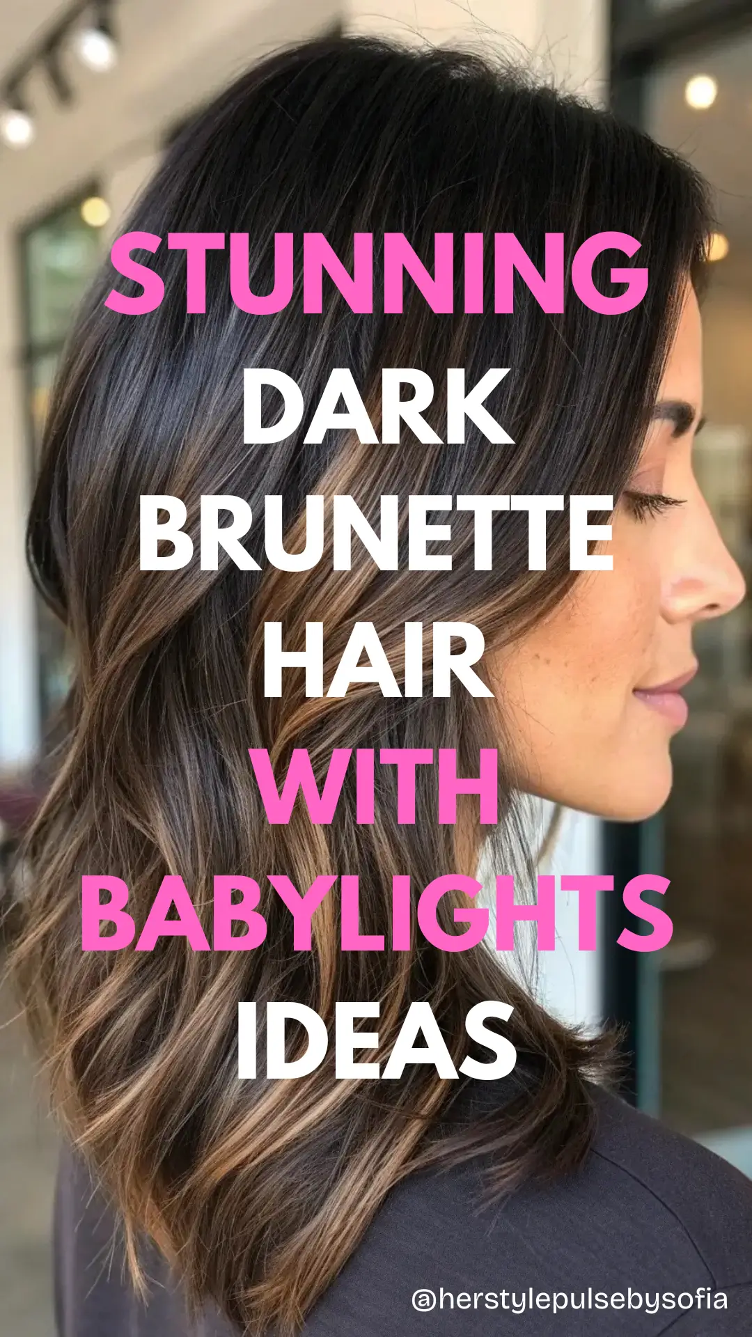 Dark Brunette Hair with Babylights Ideas - Medium, Short & Straight Brown Hair Color Inspiration