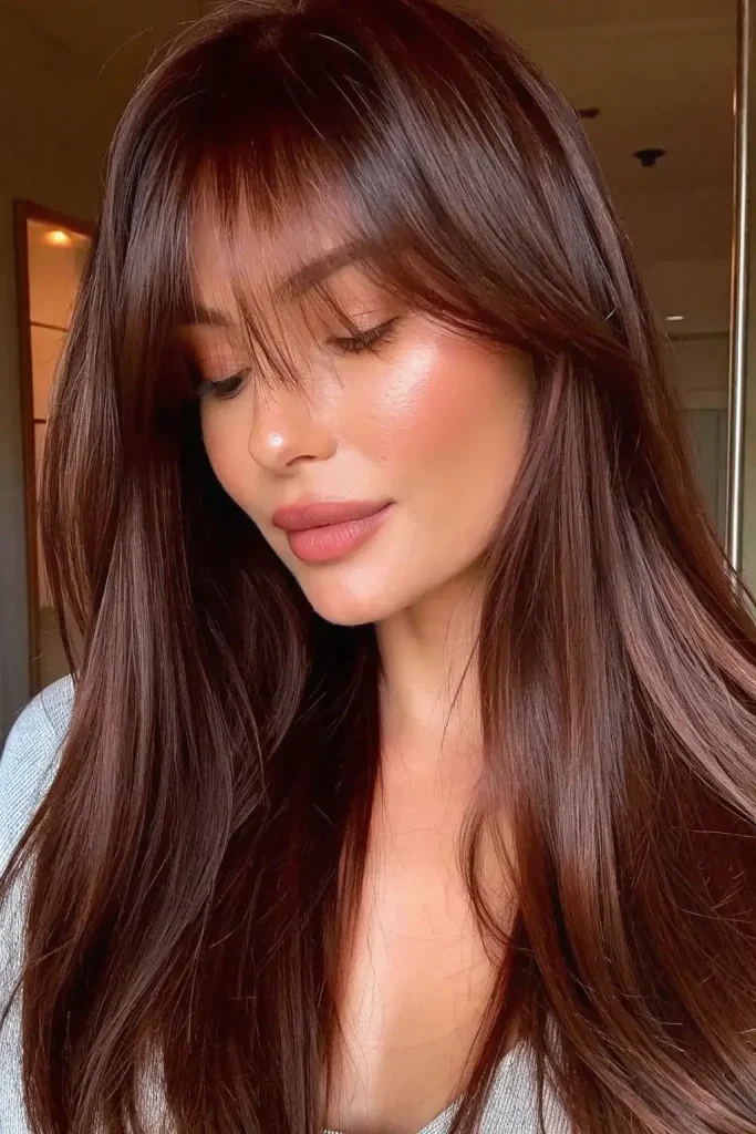 Long layered haircuts with curtain bangs (6)