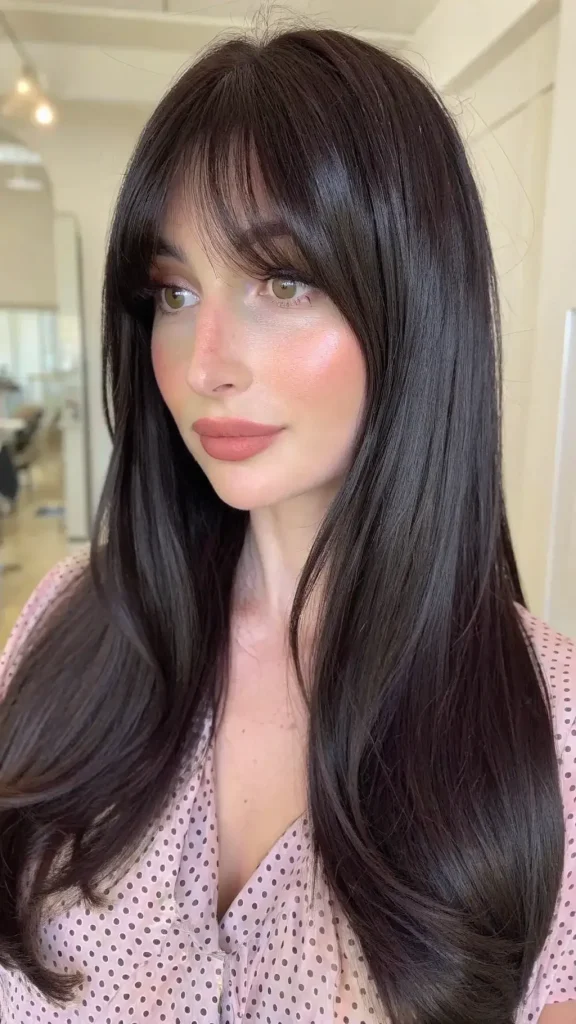 Long layered haircuts with curtain bangs (9)