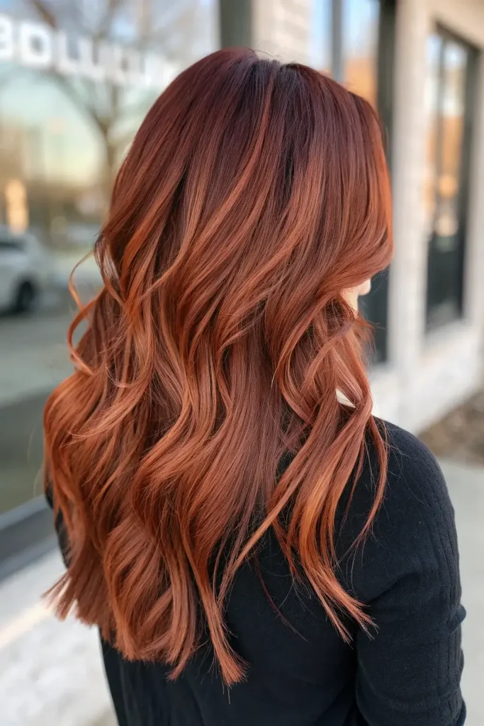 Warm Copper Balayage Brunette Hair (10)
