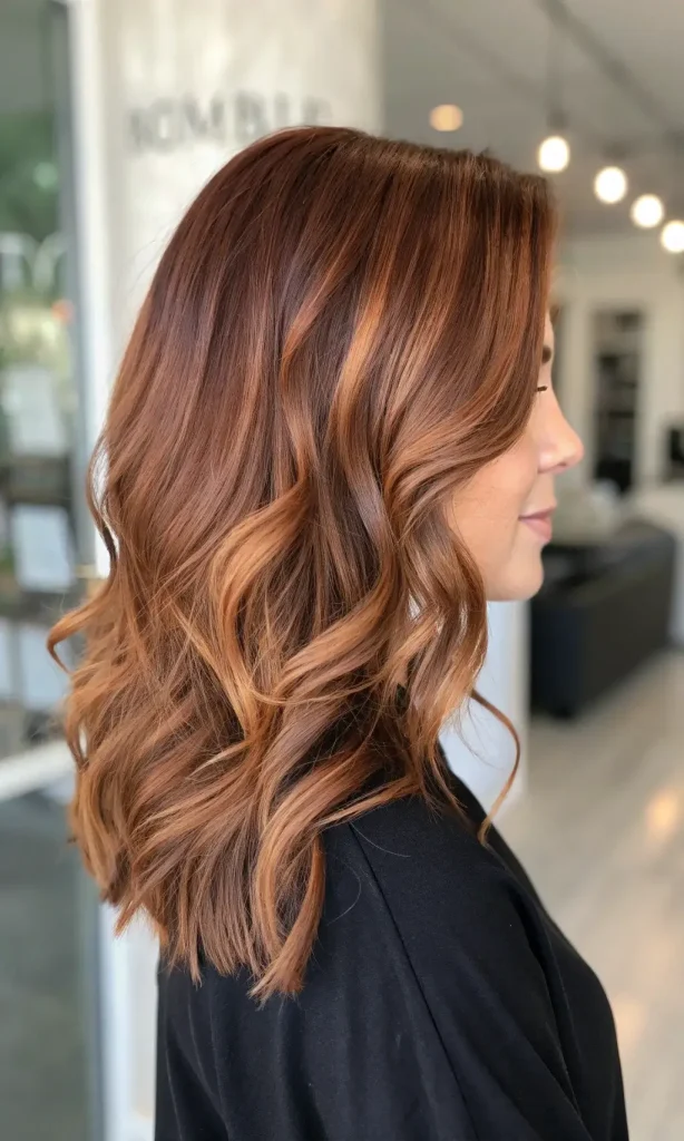 Warm Copper Balayage Brunette Hair (4)