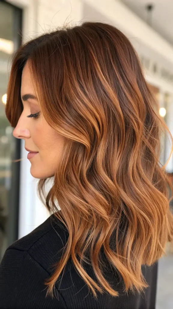 Warm Copper Balayage Brunette Hair (5)