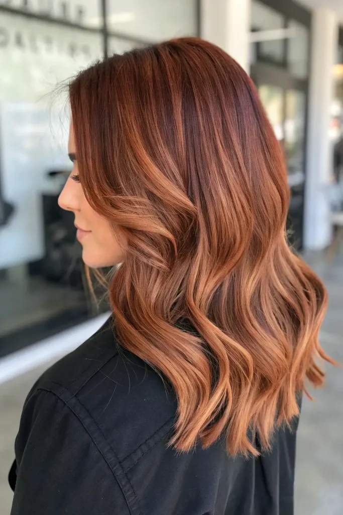 Warm Copper Balayage Brunette Hair (6)