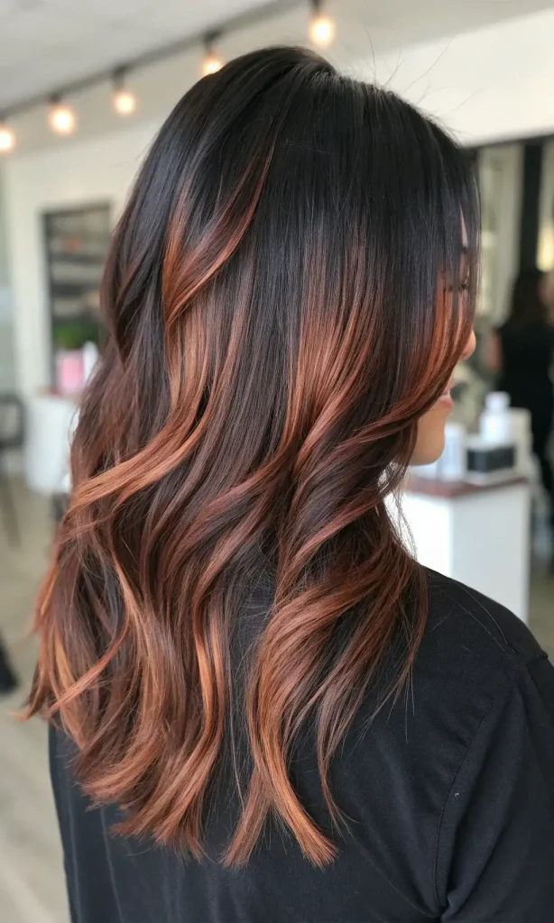 Warm Copper Balayage on Dark Hair (4)
