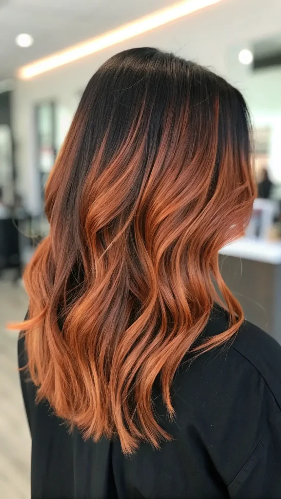 Warm Copper Balayage on Dark Hair (5)