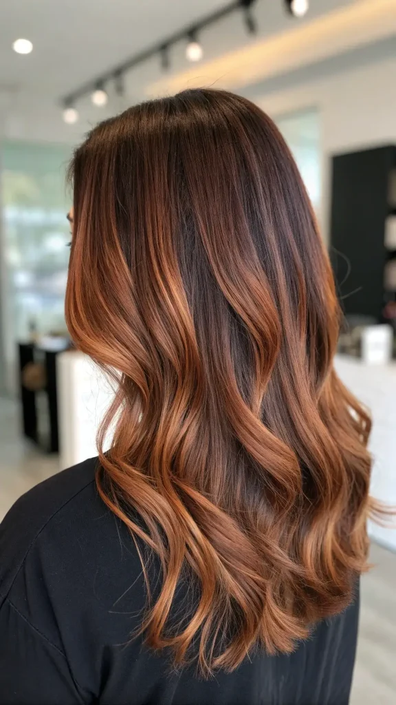 Warm Copper Balayage on Dark Hair (8)