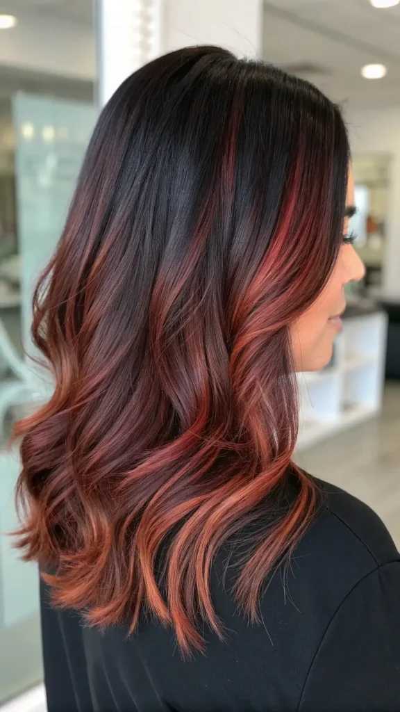 brunette hair with red highlights idea (1)