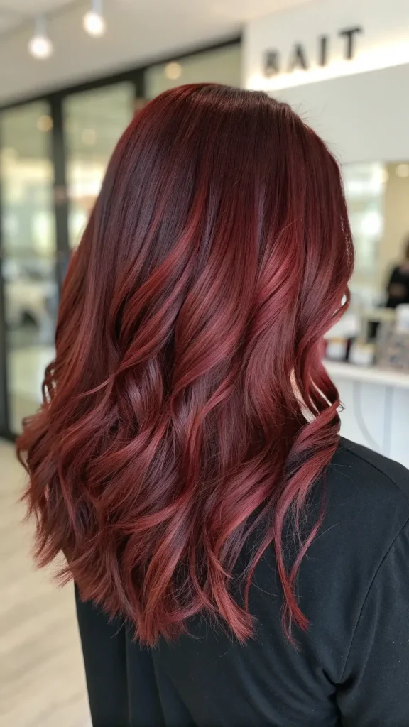 brunette hair with red highlights idea (10)