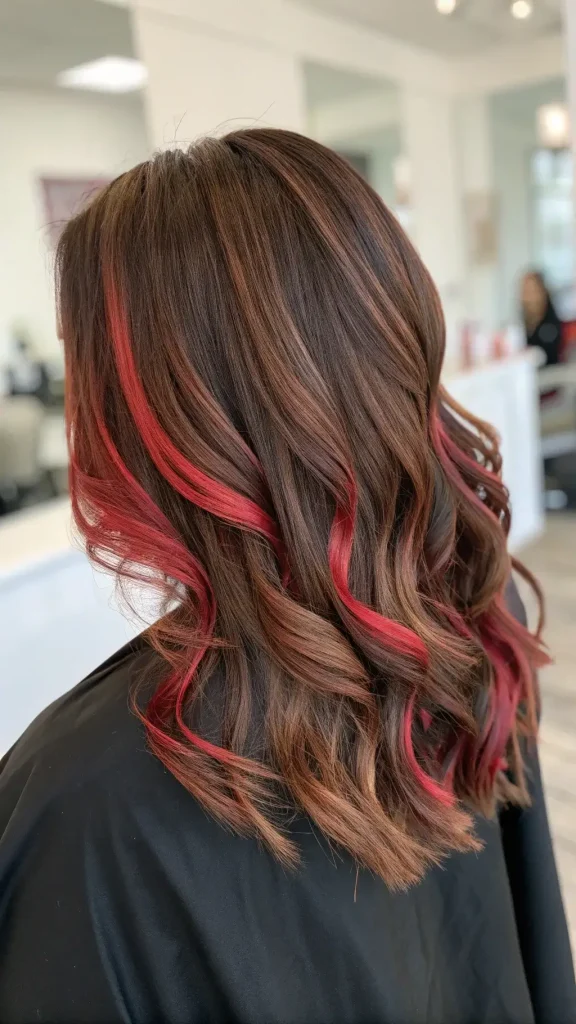 brunette hair with red highlights idea (7)