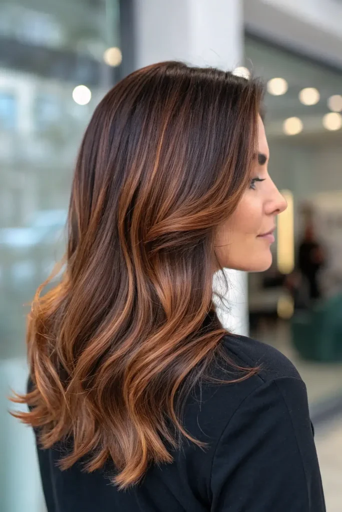 brunette hair with red highlights idea (8)