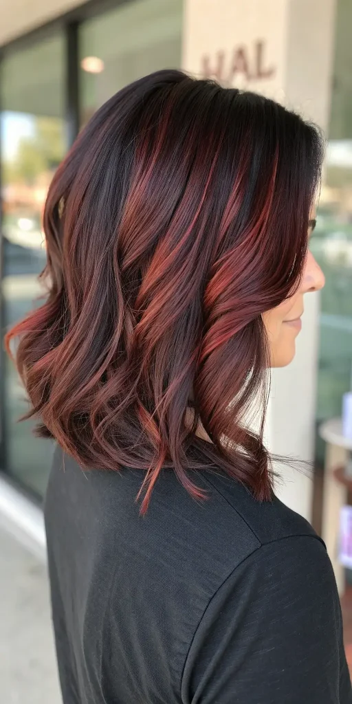 brunette hair with red highlights idea (9)