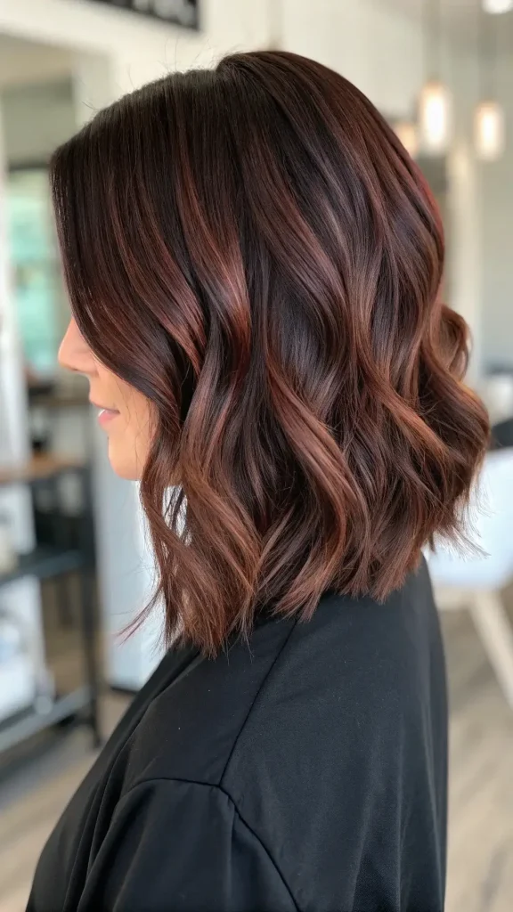 chocolate cherry balayage hair (1)