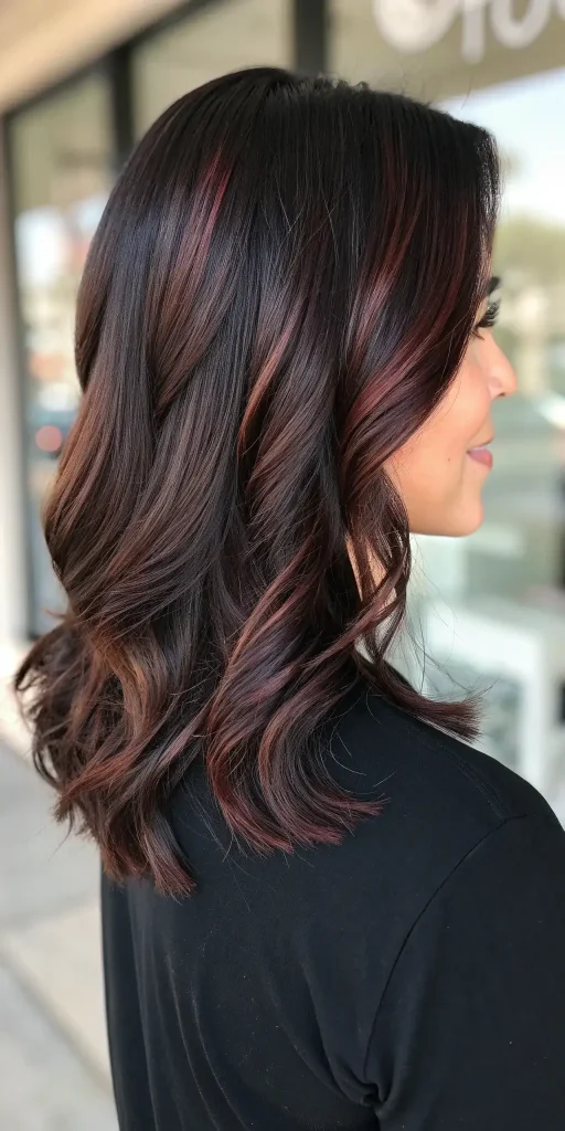 chocolate cherry balayage hair (3)