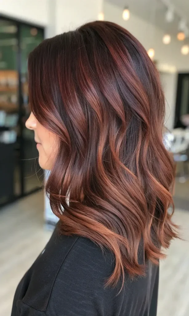 chocolate cherry balayage hair (7)