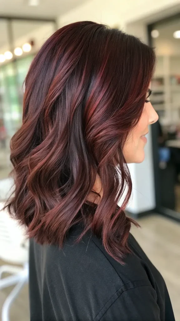 chocolate cherry balayage hair (8)
