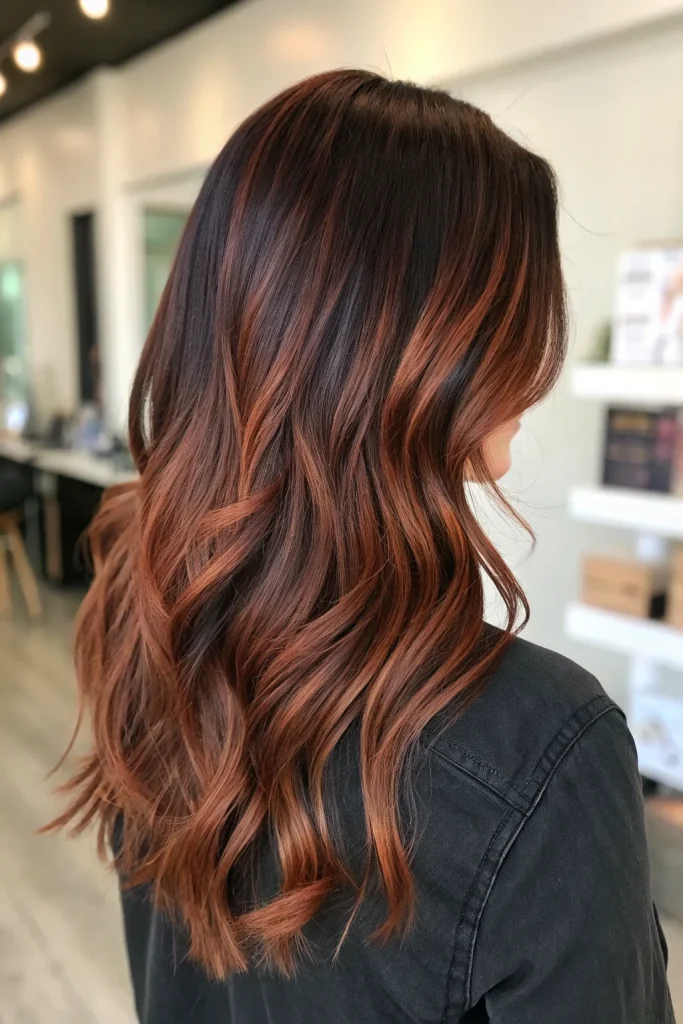 dark auburn hair color with highlights (2)