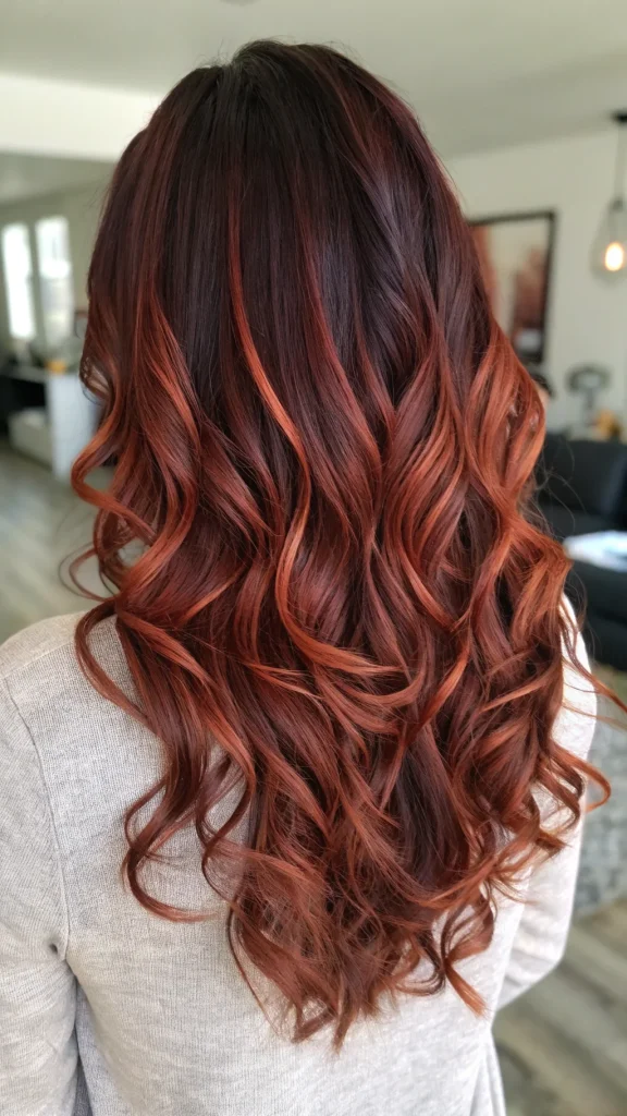 dark auburn hair color with highlights (7)