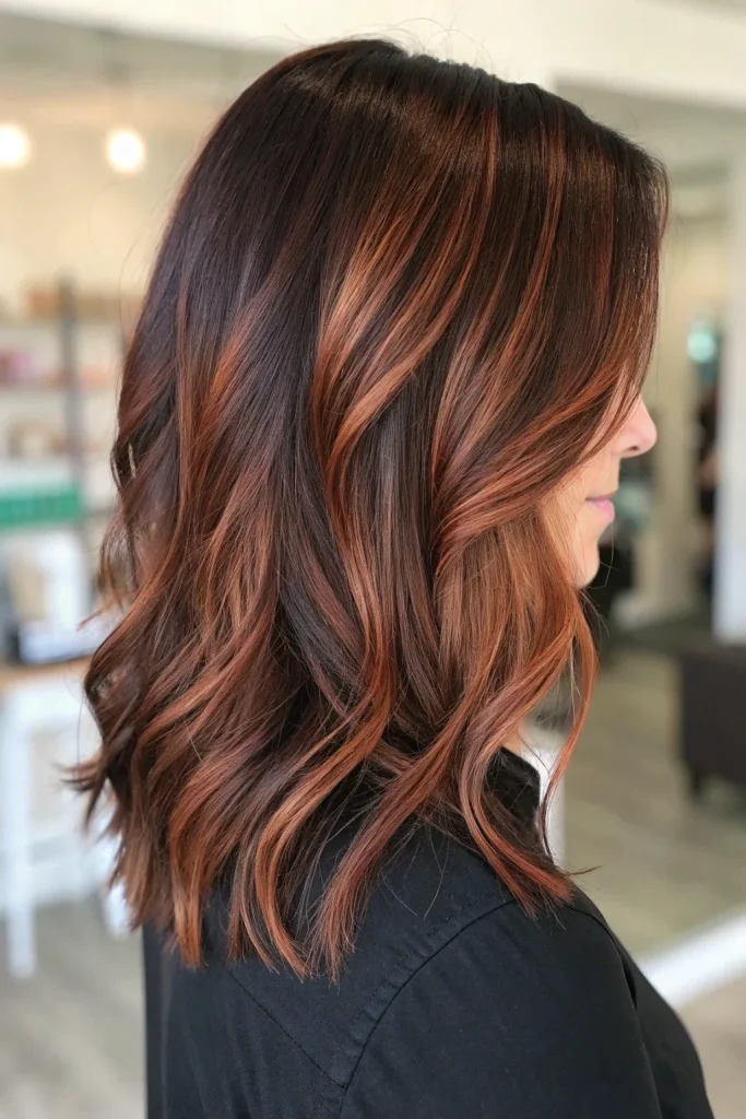 dark auburn hair color with highlights (8)
