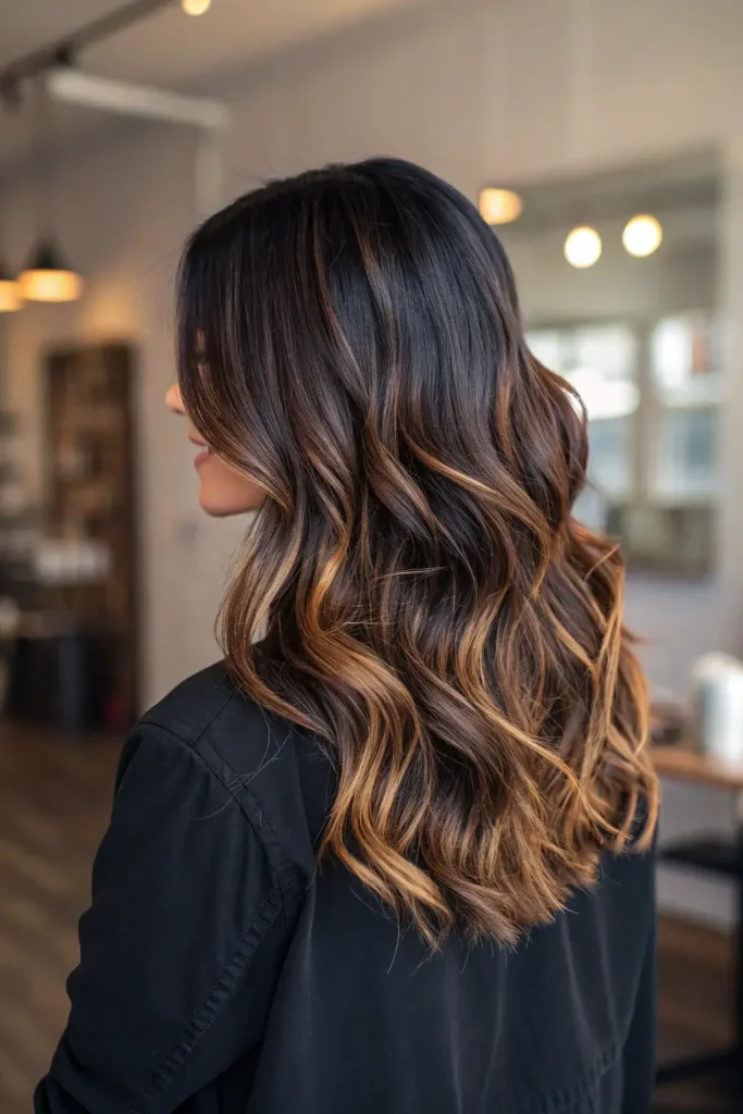 dark brunette hair with highlights idea (2)