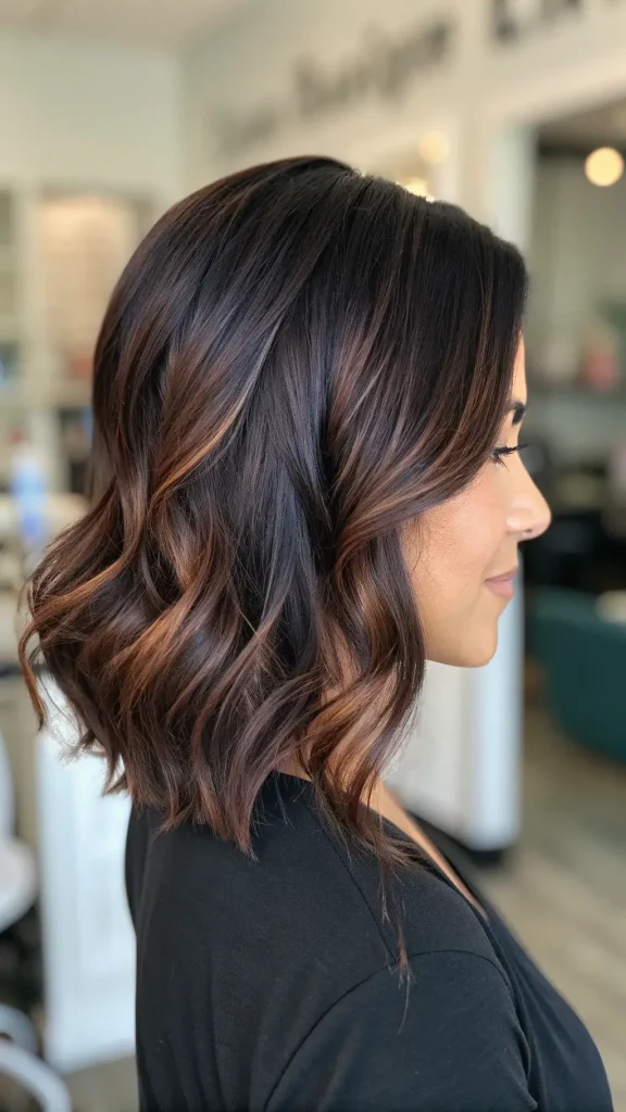 dark brunette hair with highlights idea (4)