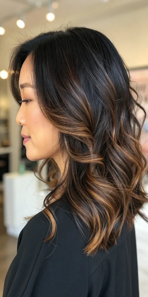 dark brunette hair with highlights idea (9)