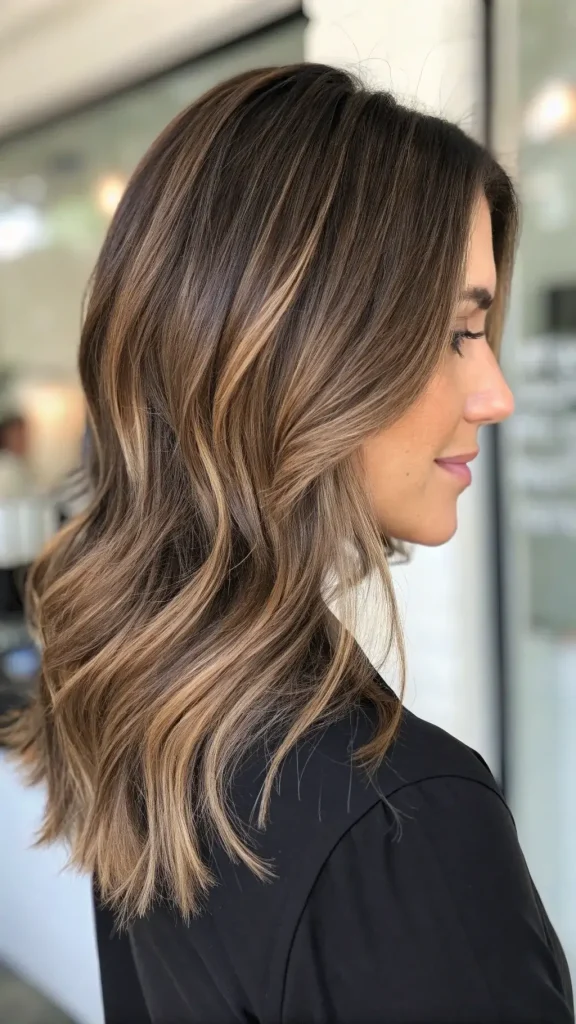 dark brunette hair with lowlights idea (4)