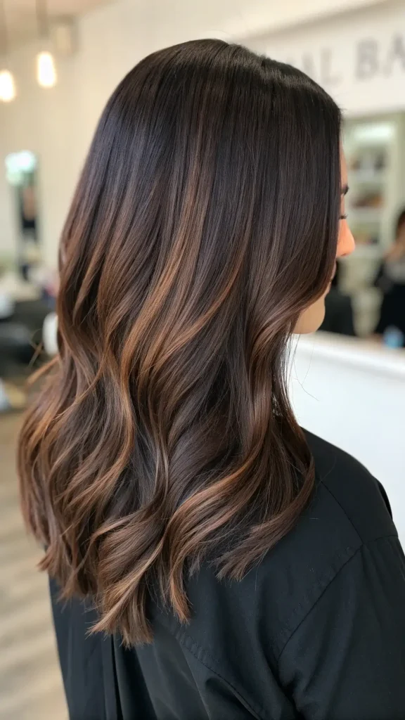dark brunette hair with lowlights idea (7)