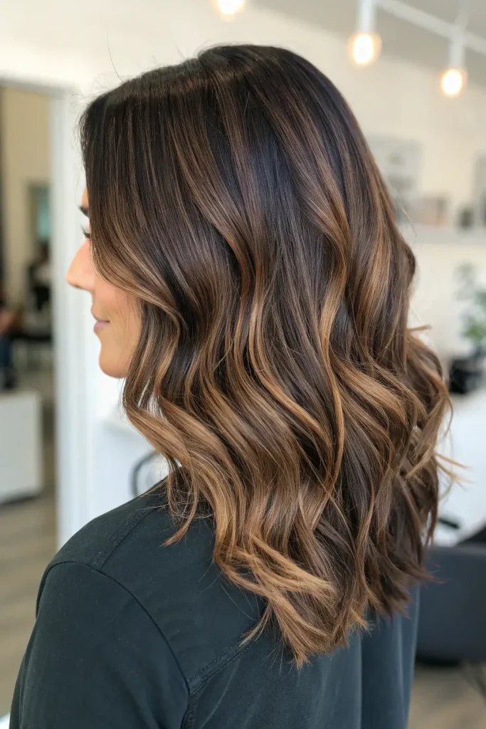 dark brunette hair with lowlights idea (8)