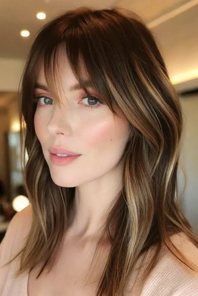 layered lob with curtain bangs hairstyle (10)