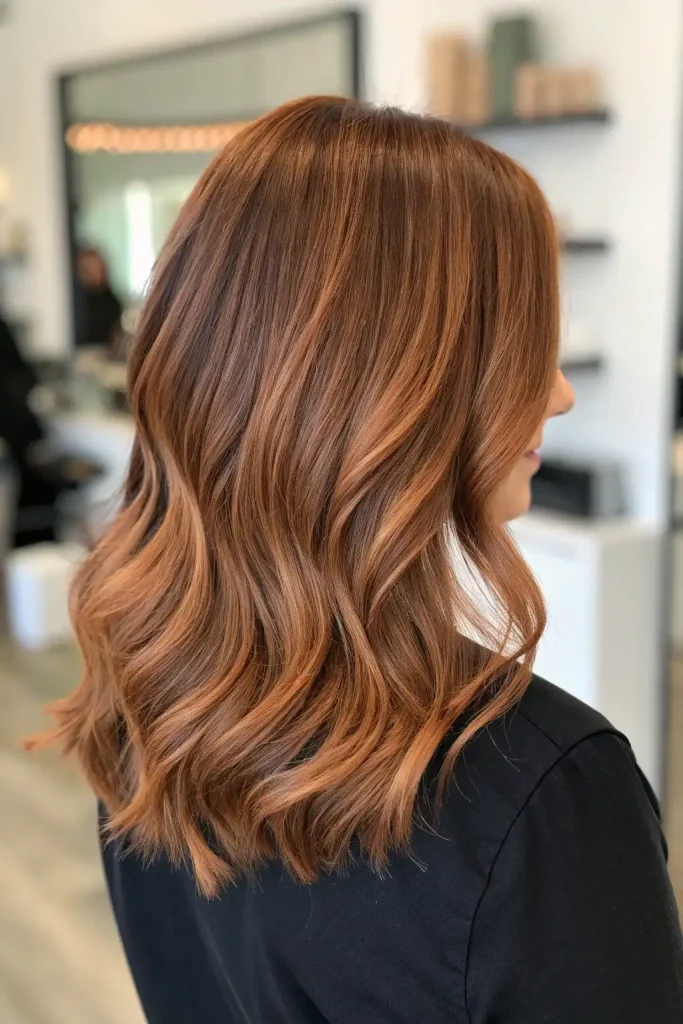 Caramel Copper Balayage Brunettes Hair Color (9)