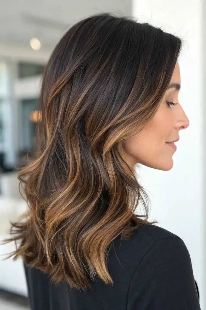 Dark Brown Hair with Caramel Highlights (2)