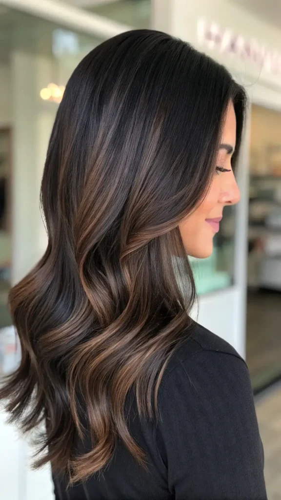 Dark Chocolate Balayage Black Hair (10)
