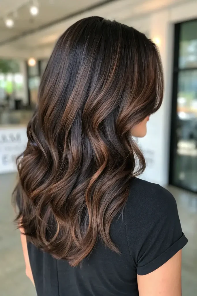Dark Chocolate Balayage Black Hair (5)